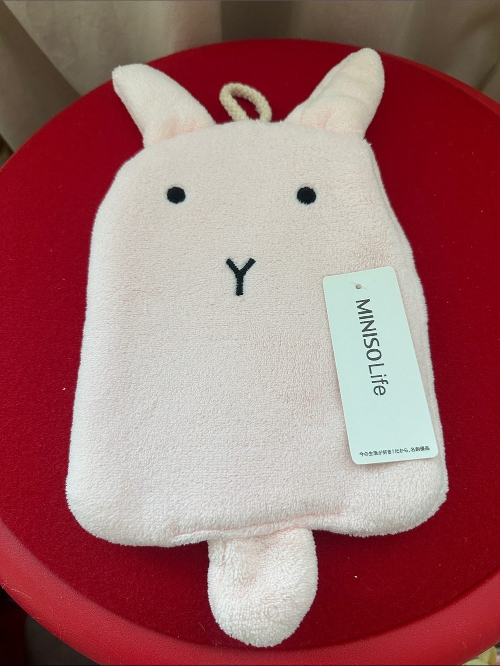 MINISO Life Pink Bunny Plush Pouch Hand Towel